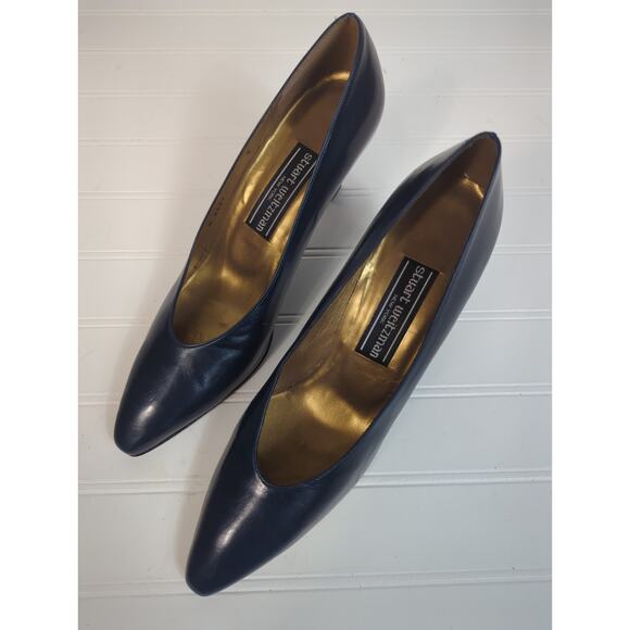 Stuart Weitzman Vintage Classic Pump Navy 8 - Picture 3 of 9